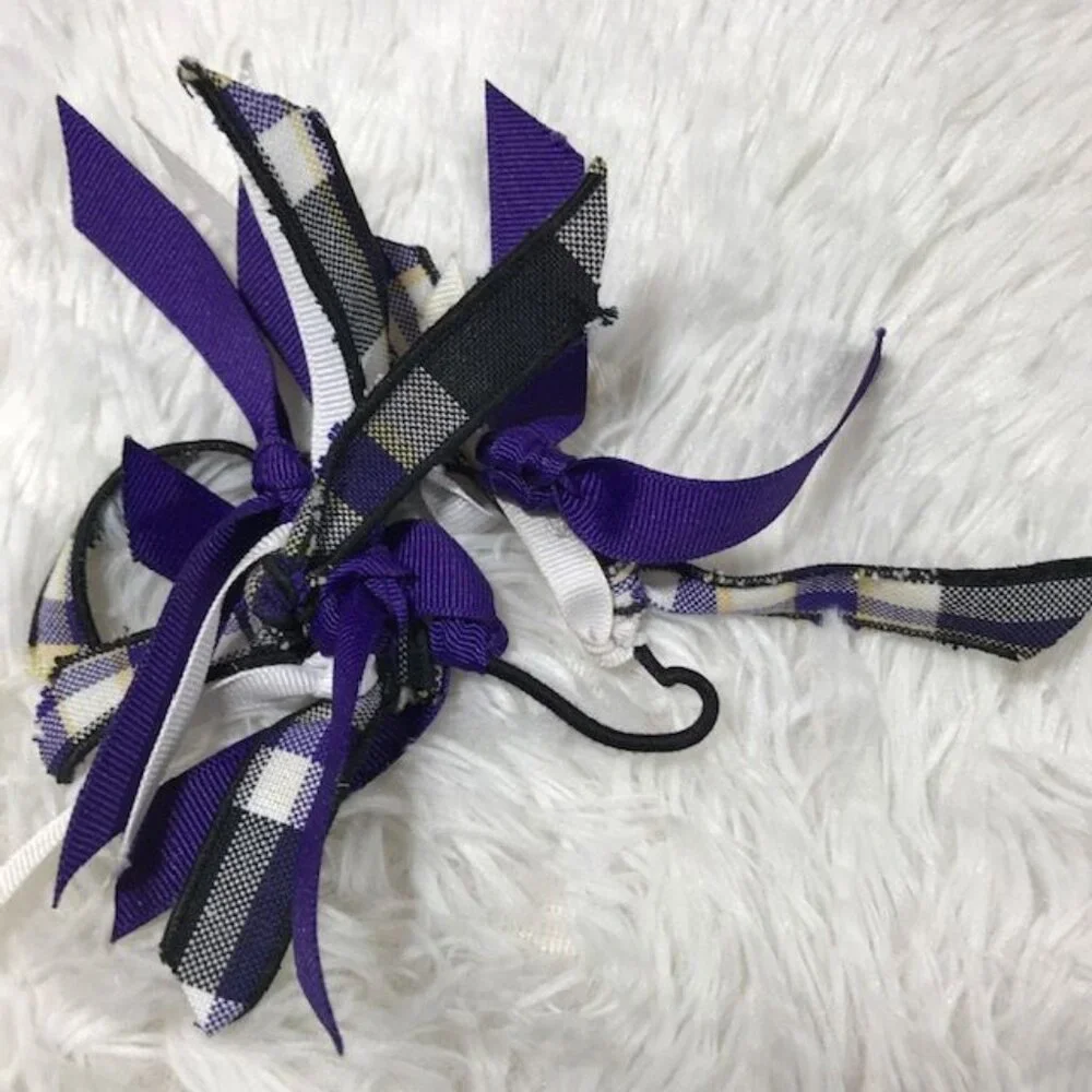 Set of 3 Plaid Scrunchies & Ribbon Tie